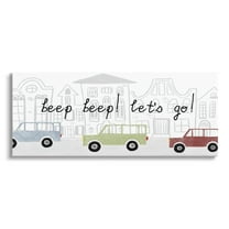 Stupell Industries Beep Let's Go Traffic Town Cityscape Cartoon Cars Graphic Art Gallery Wrapped Canvas Print Wall Art, Design by Daphne Polselli