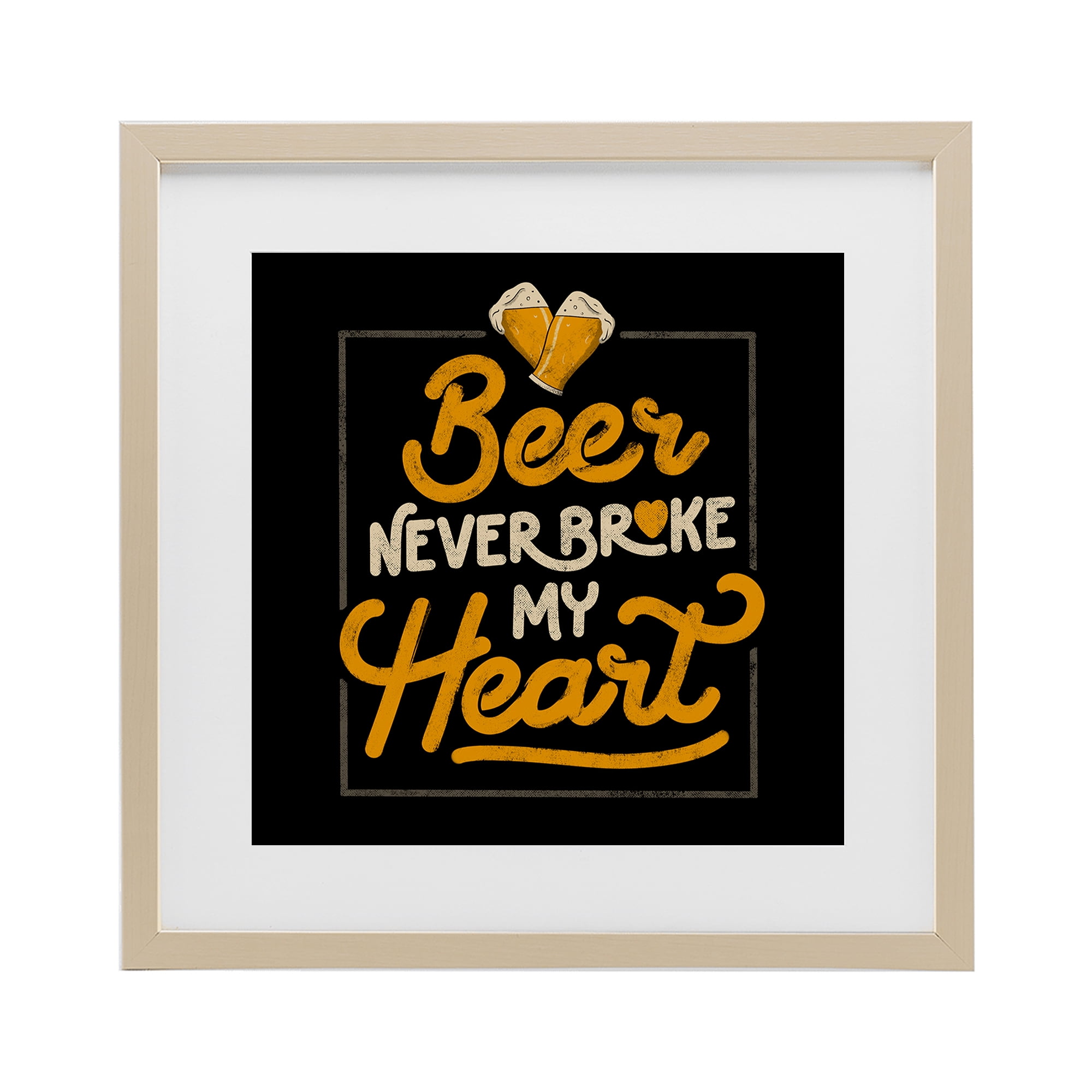 Stupell Industries Beer Never Broke My Heart Birch Framed Print Under Glass, design by EduEly Designs