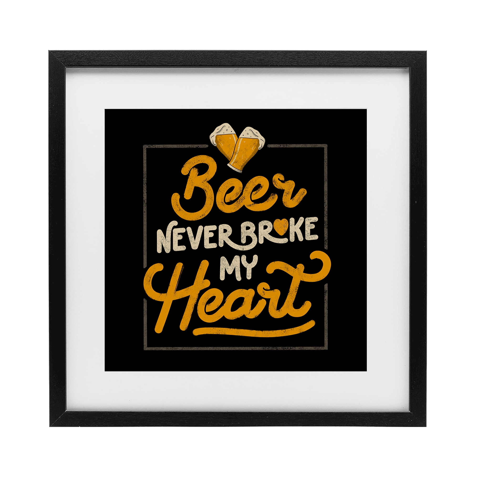 Stupell Industries Beer Never Broke My Heart Black Framed Print Under Glass, design by EduEly Designs