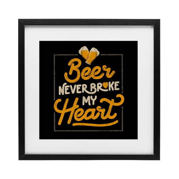 Stupell Industries Beer Never Broke My Heart Black Framed Print Under Glass, design by EduEly Designs
