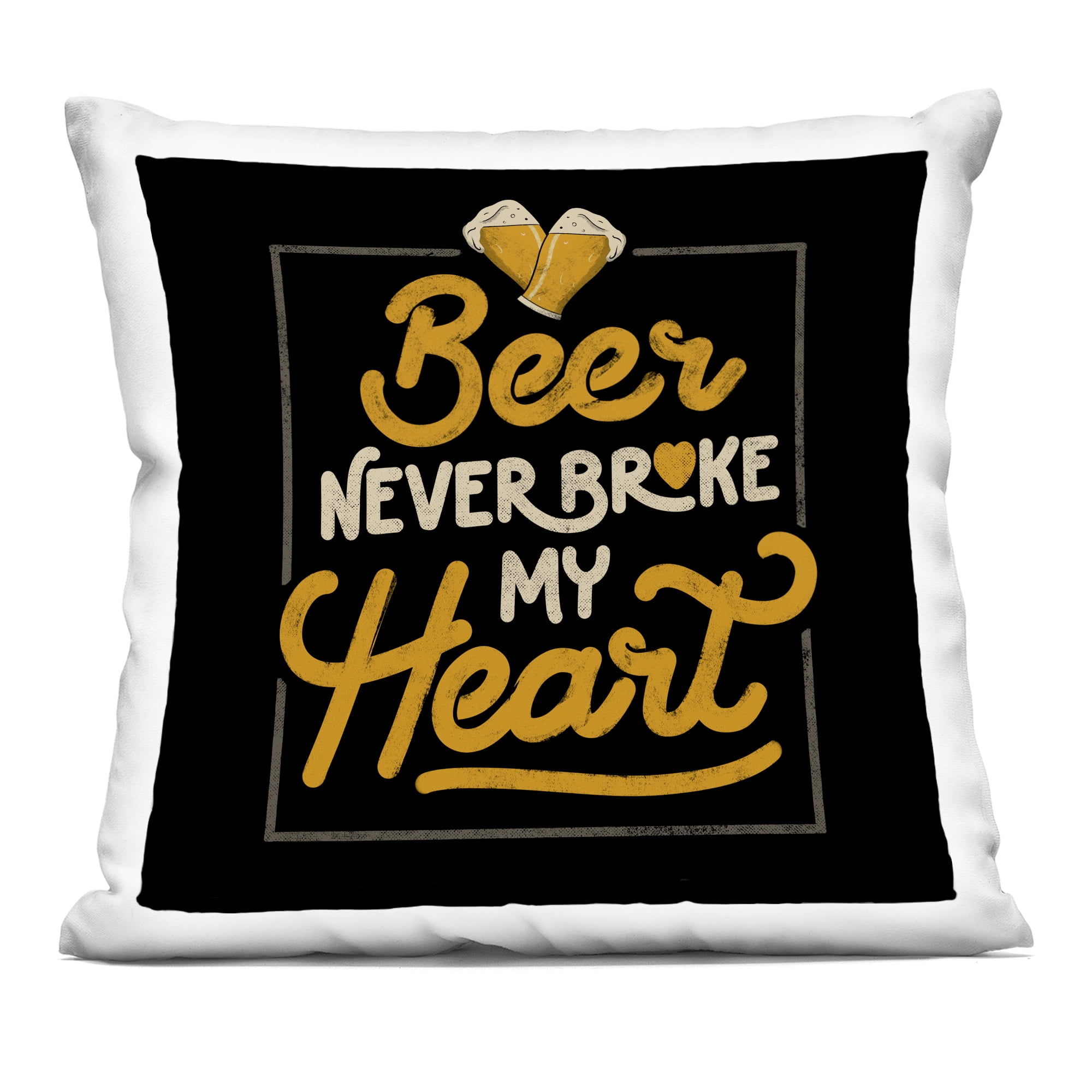Stupell Industries Beer Never Broke My Heart Decorative Printed Throw Pillow, design by EduEly Designs, 18 x 7 x 18