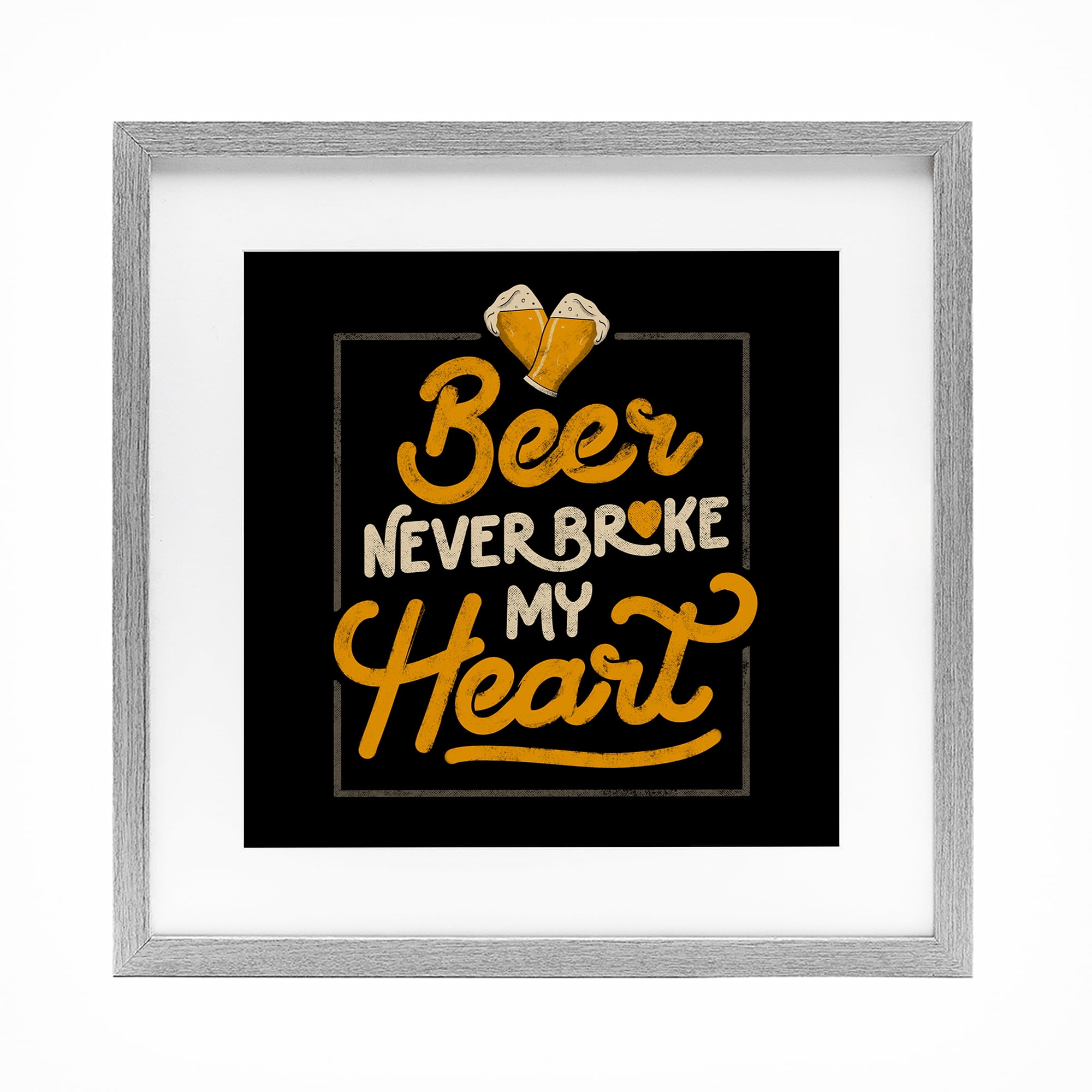 Stupell Industries Beer Never Broke My Heart Gray Framed Print Under Glass, design by EduEly Designs