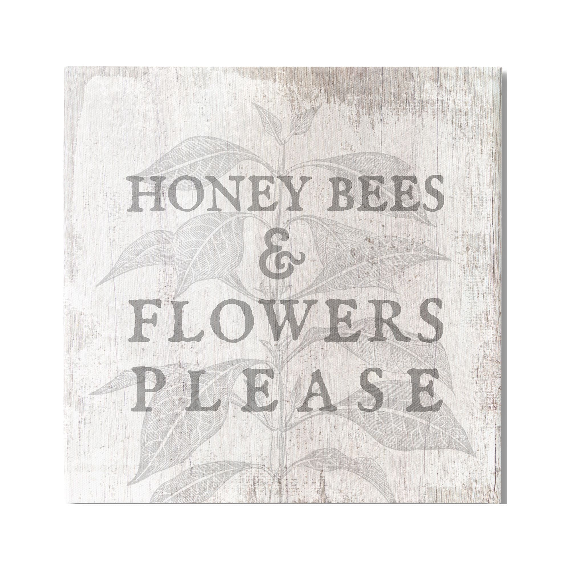 Stupell Industries Bees & Flowers Phrase Inspirational Painting Gallery Wrapped Canvas Print Wall Art, 30 x 30
