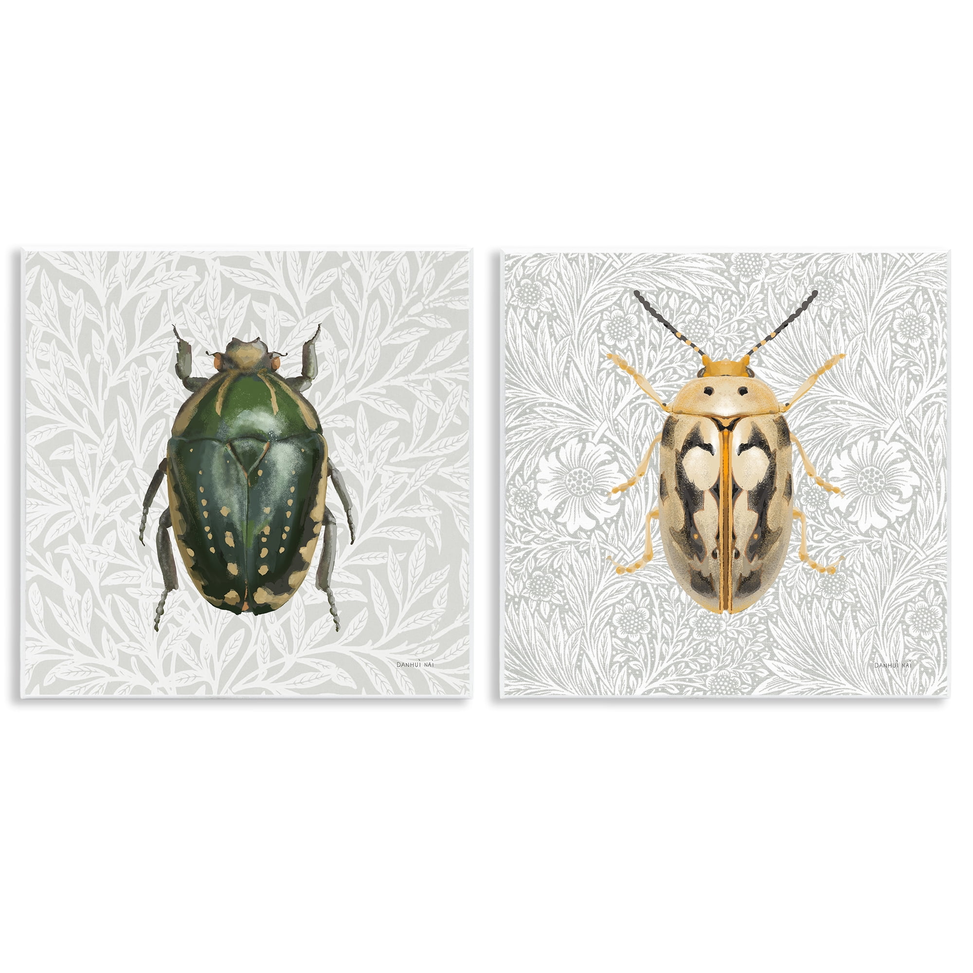 Stupell Industries Beetle Insect Portrait Animals Painting Unframed Art Print Wall Art, 12 x 12, Set of 2