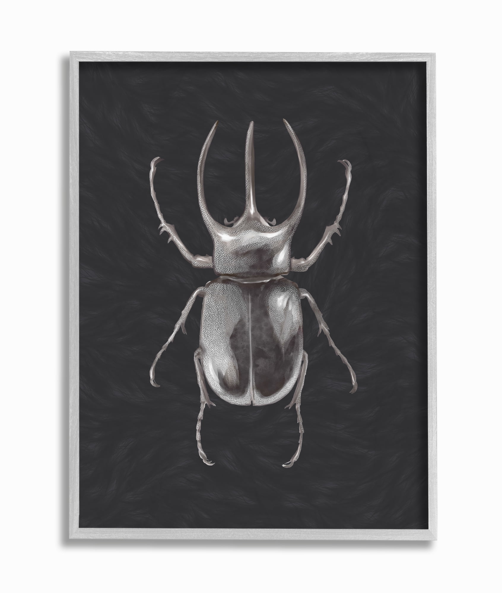 Stupell Industries Beetle Neutral Gray Purple Painting Framed Wall Art by Ziwei Li