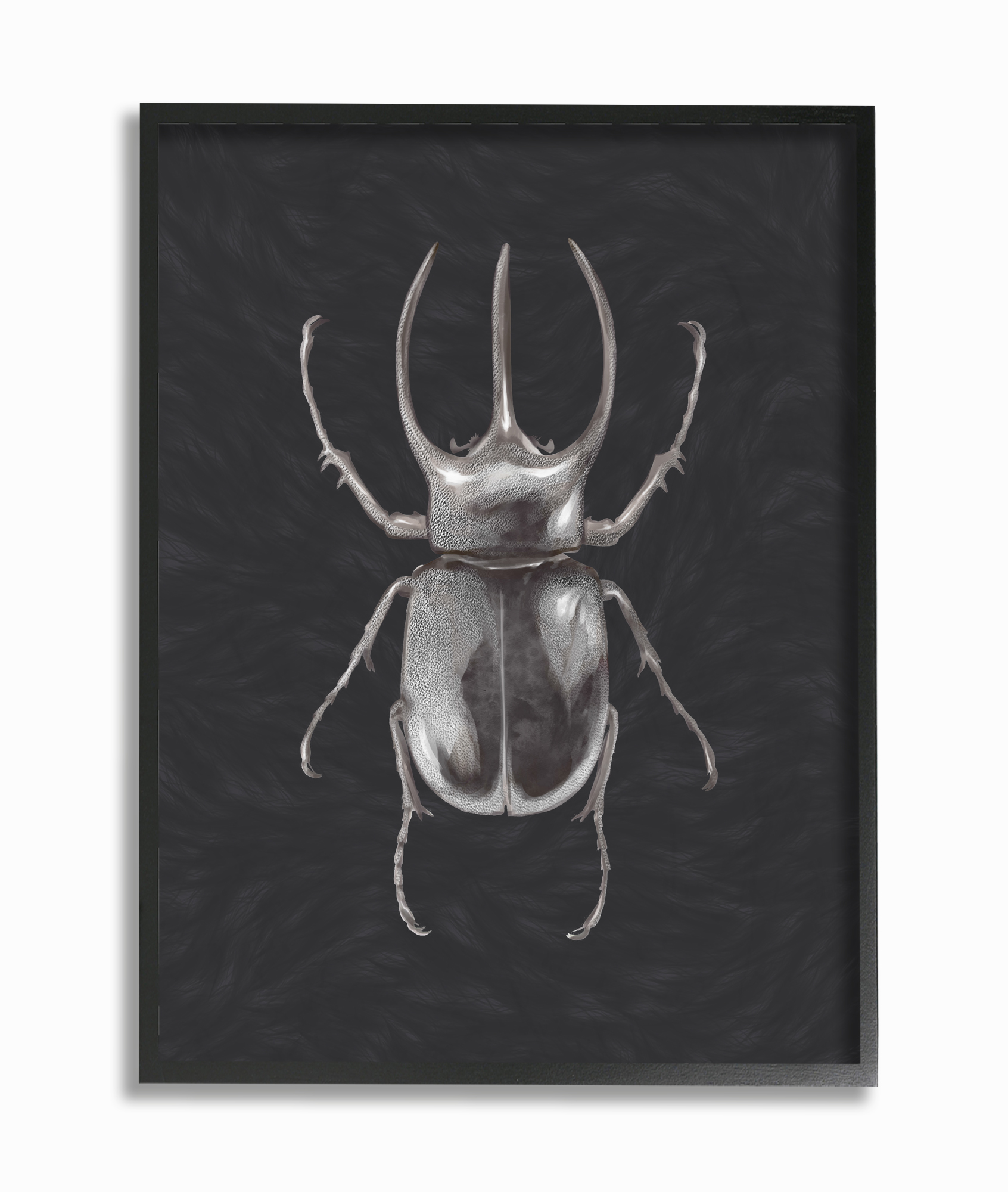 Stupell Industries Beetle Neutral Gray Purple Painting Framed Wall Art by Ziwei Li