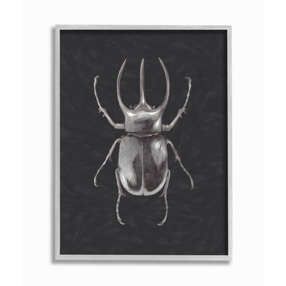 Stupell Industries Beetle Neutral Gray Purple Painting Framed Wall Art by Ziwei Li