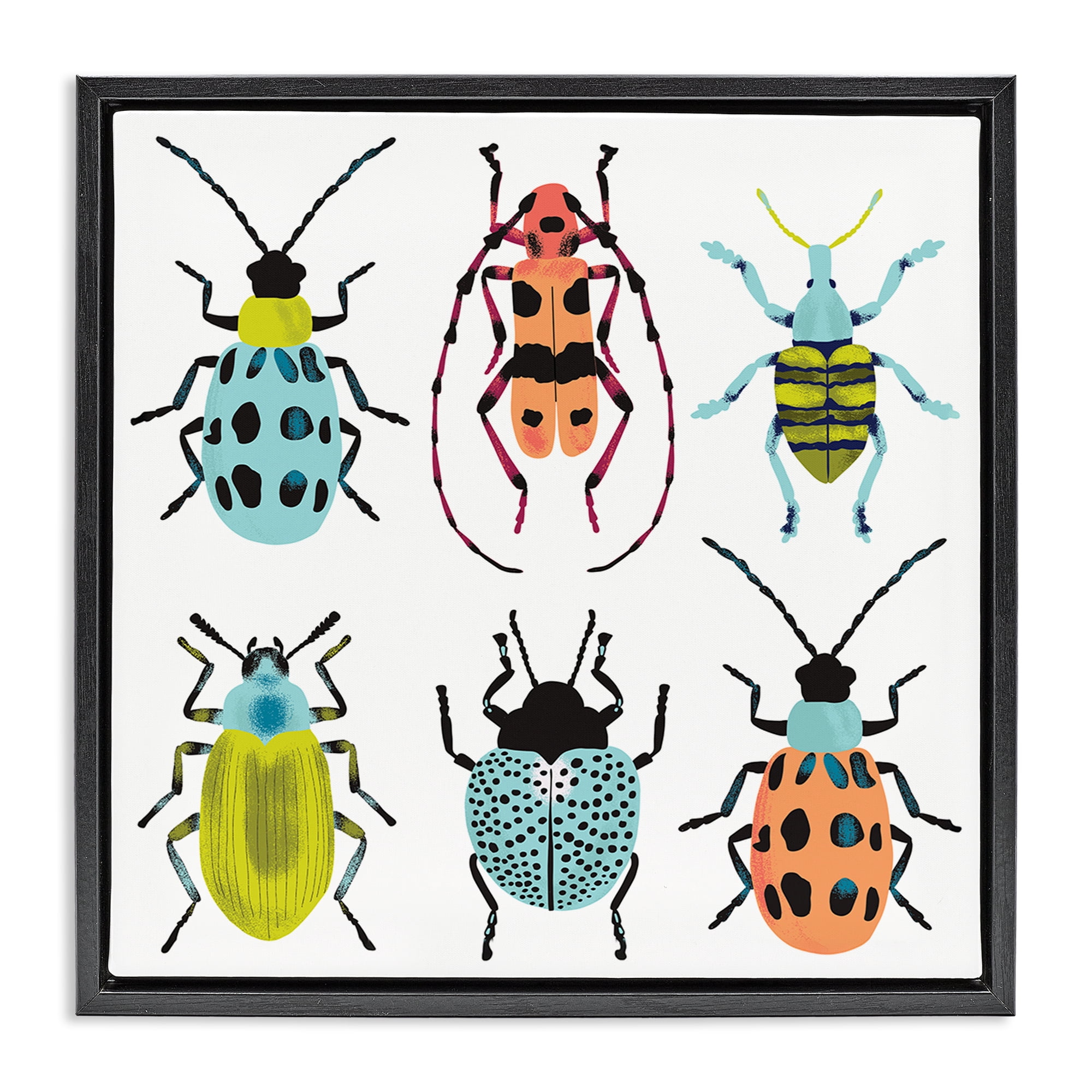 Stupell Industries Beetles & Bugs Collection Black Framed Floater Canvas Wall Art, design by Metka Hiti