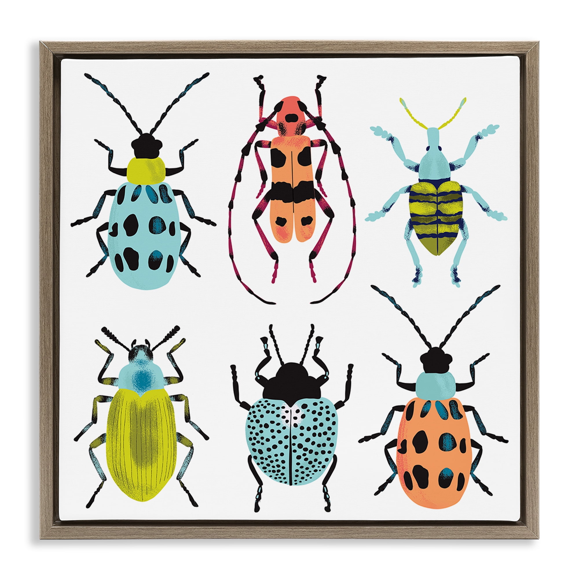 Stupell Industries Beetles & Bugs Collection Brown Framed Floater Canvas Wall Art, design by Metka Hiti