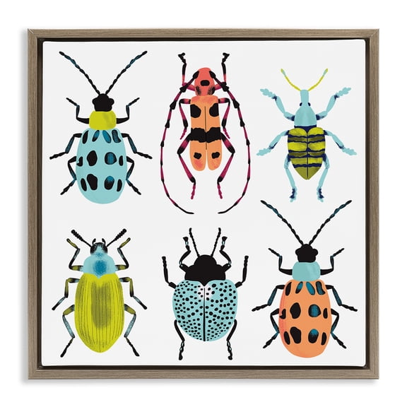 Stupell Industries Beetles & Bugs Collection Brown Framed Floater Canvas Wall Art, design by Metka Hiti