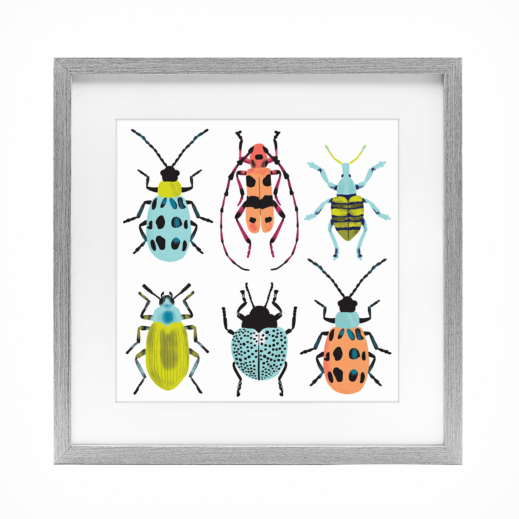Stupell Industries Beetles & Bugs Collection Gray Framed Print Under Glass, design by Metka Hiti