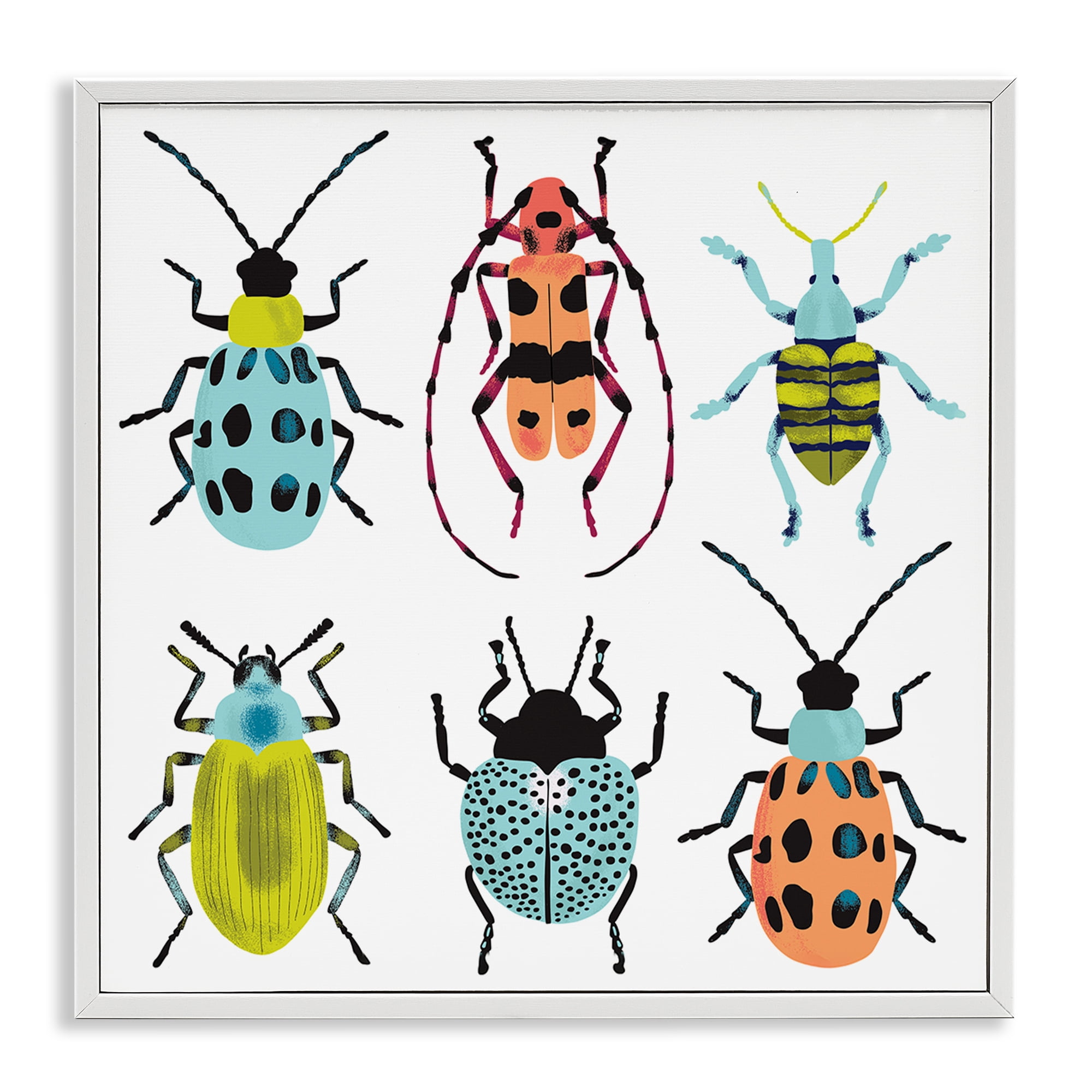 Stupell Industries Beetles & Bugs Collection White Framed Giclee Art, design by Metka Hiti