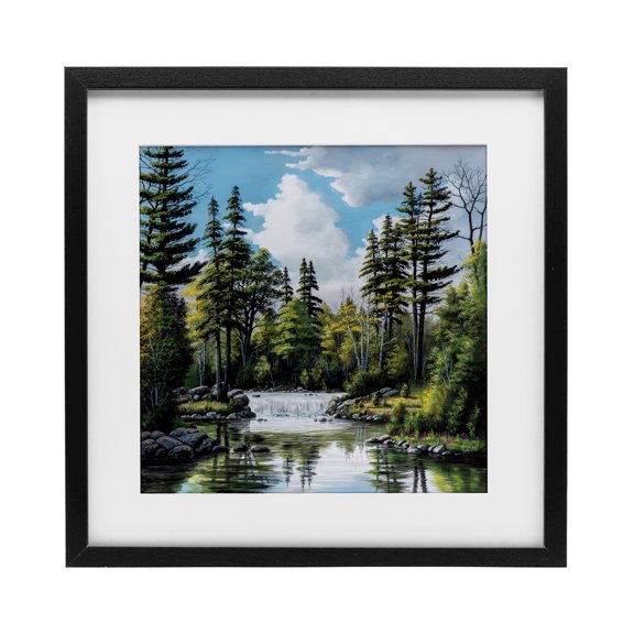 Stupell Industries Before The Falls Landscape Black Framed Print Under Glass design by Bill Saunders, 13 x 13