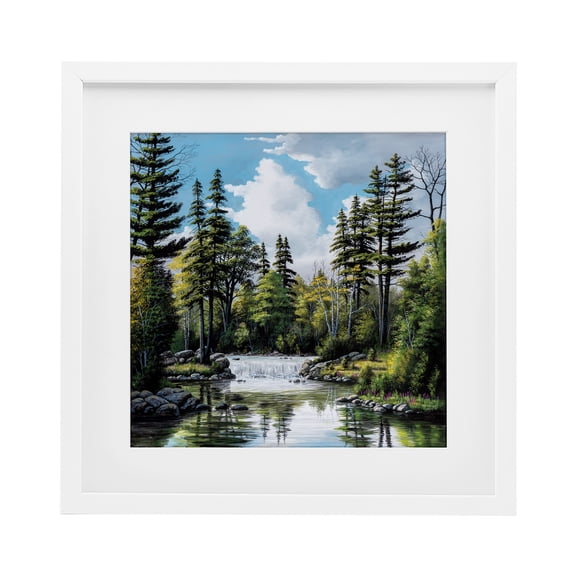 Stupell Industries Before The Falls Landscape White Framed Print Under Glass design by Bill Saunders, 16 x 16