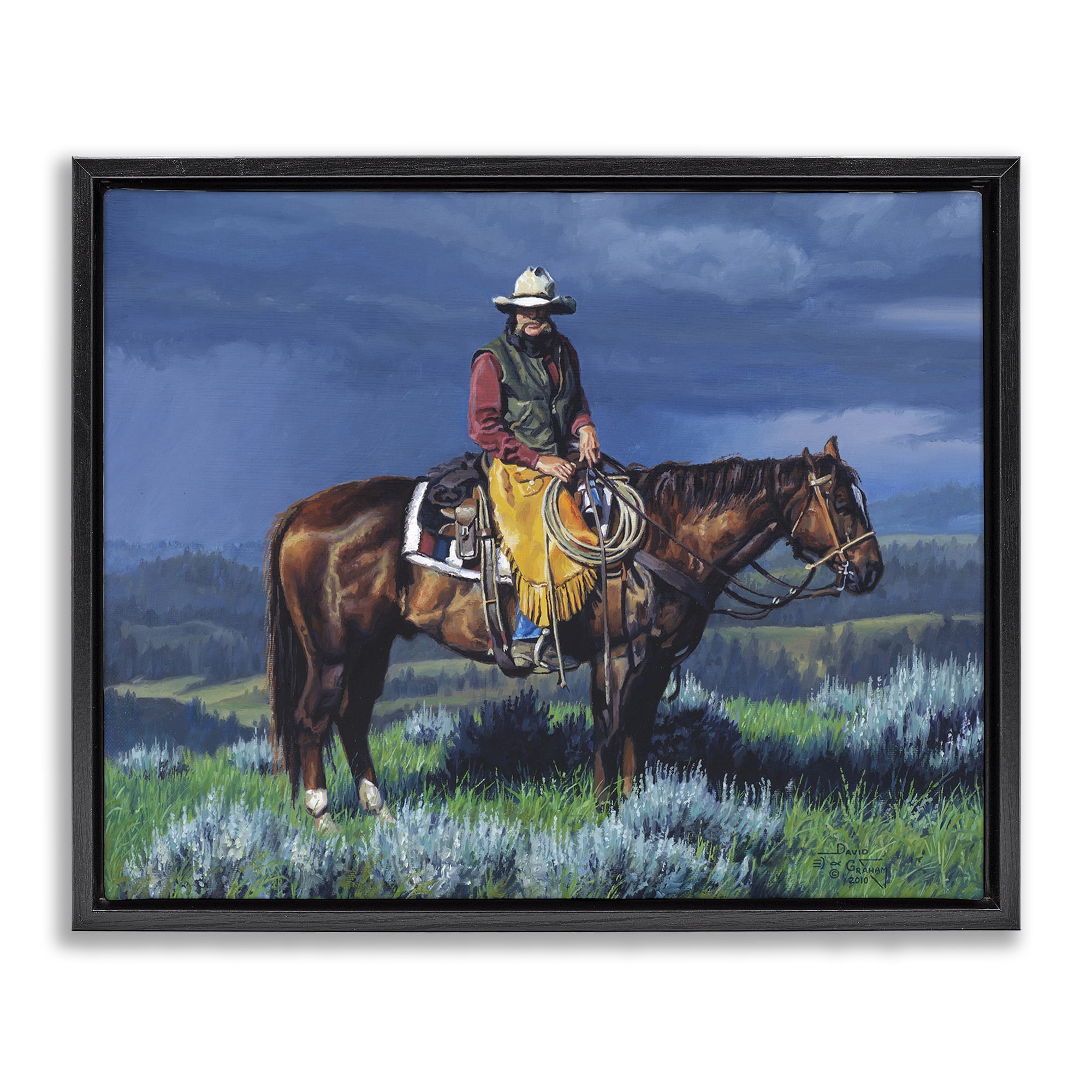 Stupell Industries Before The Storm Animals & Insects Painting Black Floater Framed Canvas Art Print Wall Art, 31 x 25