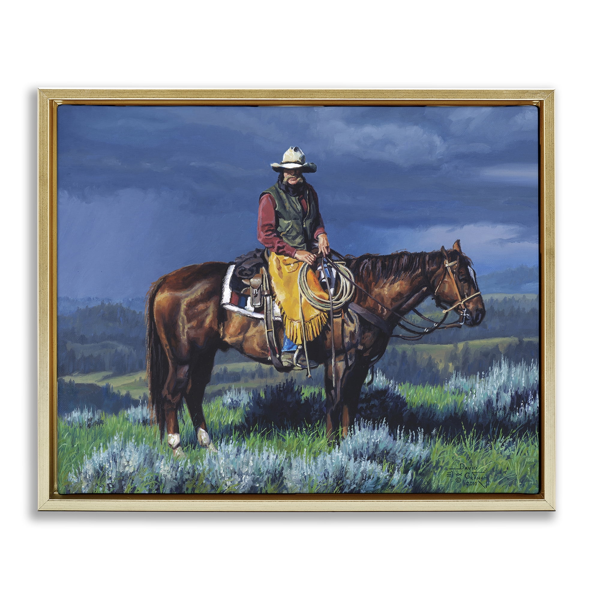 Stupell Industries Before The Storm Animals & Insects Painting Gold Floater Framed Canvas Art Print Wall Art, 31 x 25
