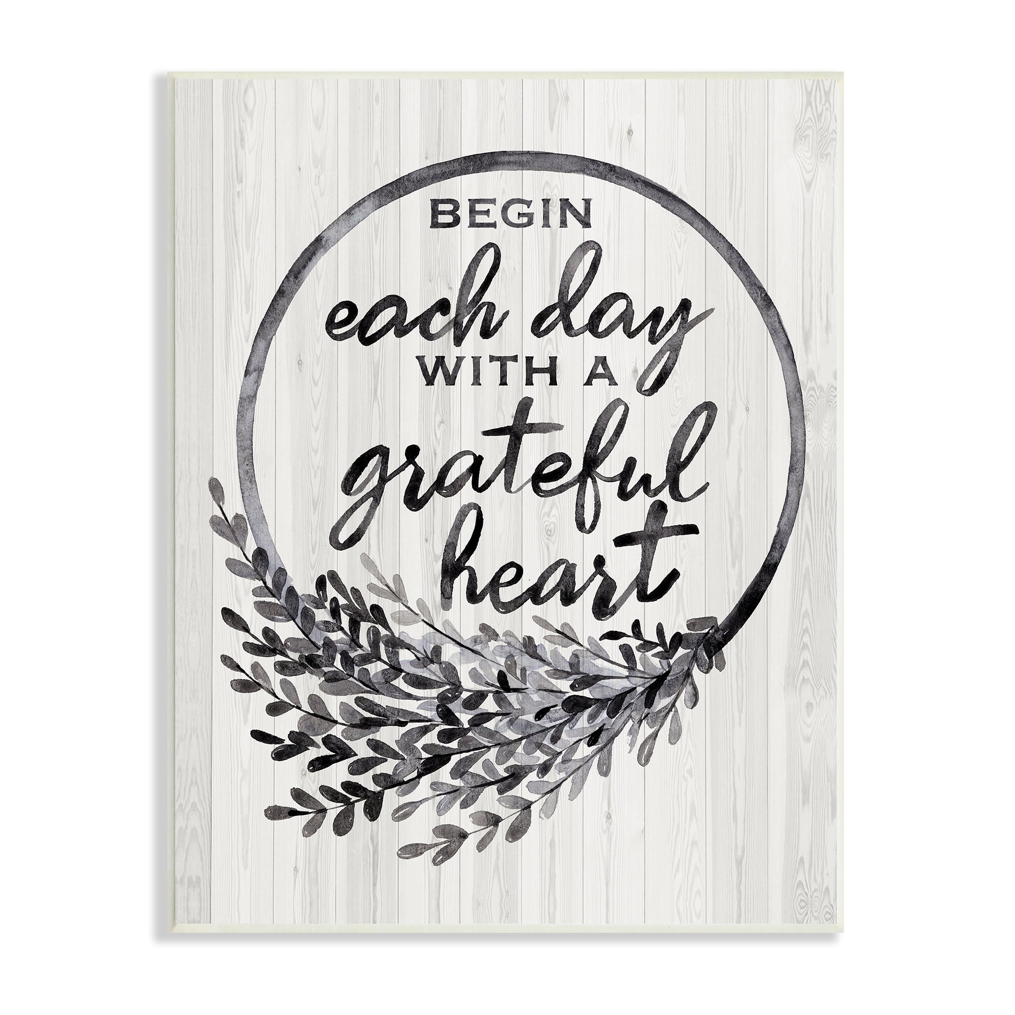 Stupell Industries Begin Each Day Grateful Heart Vintage Country Wreath, 10 x 15,Design by Arrolynn Weiderhold