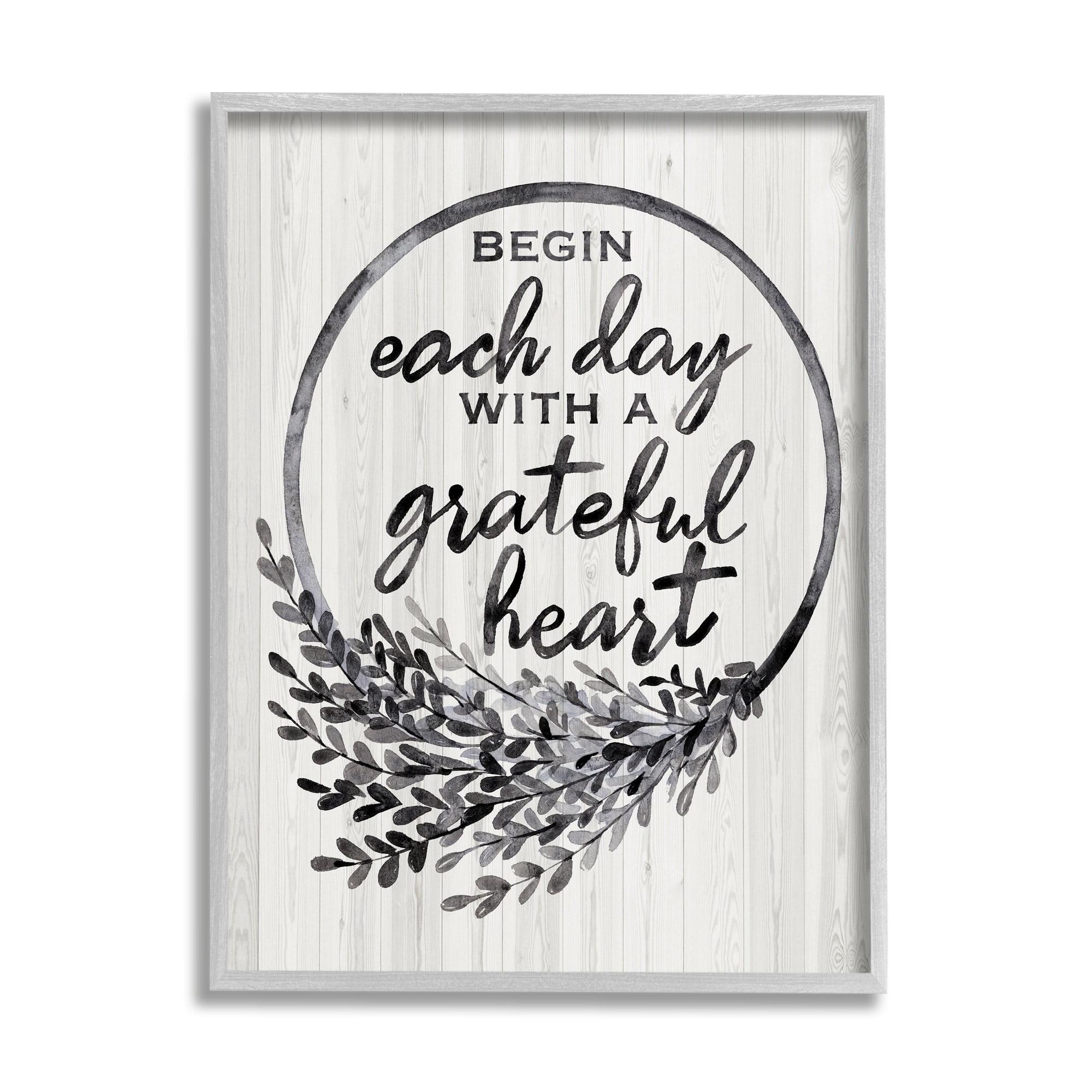 Stupell Industries Begin Each Day Grateful Heart Vintage Country Wreath, 24 x 30,Design by Arrolynn Weiderhold