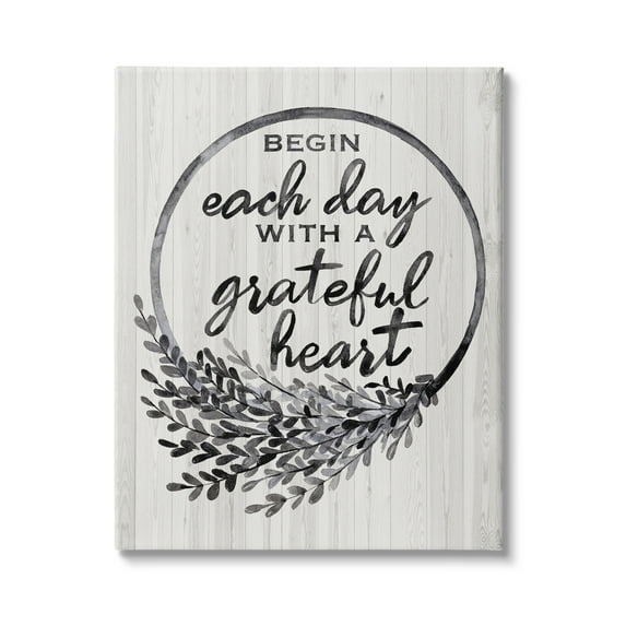 Stupell Industries Begin Each Day Grateful Heart Vintage Country Wreath, 36 x 48,Design by Arrolynn Weiderhold