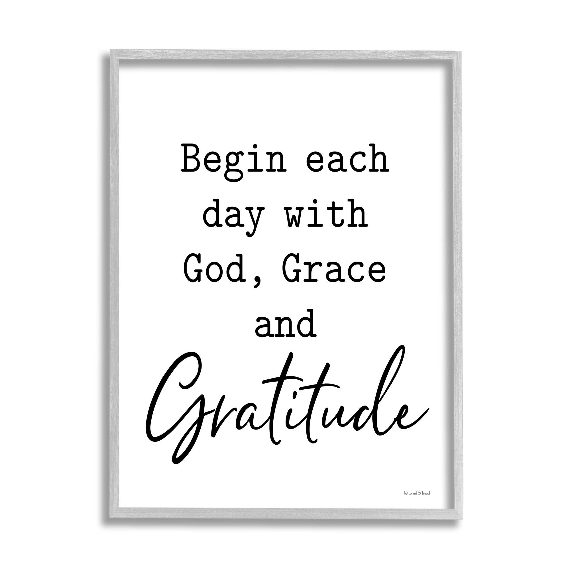 Stupell Industries Begin Each Day with God Grace Gratitude Phrase, 16 x 20, Design by Lettered and Lined
