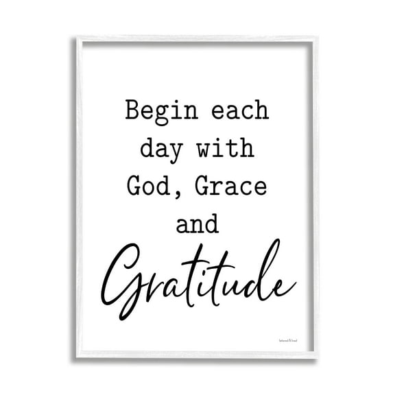 Stupell Industries Begin Each Day with God Grace Gratitude Phrase, 16 x 20, Design by Lettered and Lined