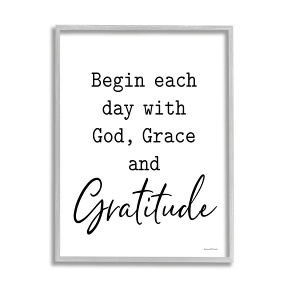 Stupell Industries Begin Each Day with God Grace Gratitude Phrase, 24 x 30, Design by Lettered and Lined