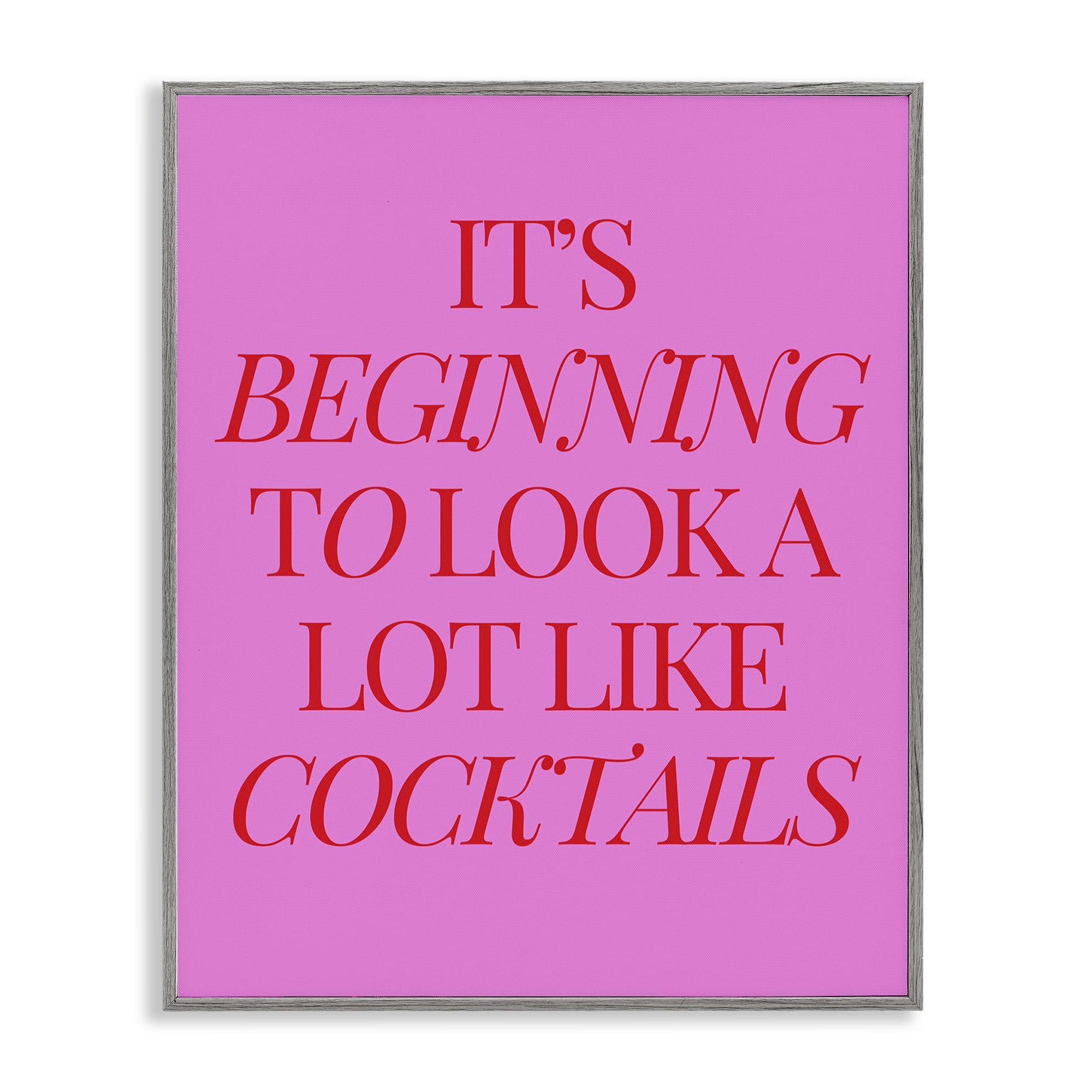 Stupell Industries Beginning to Look Like Cocktails Food & Beverage Painting Gray Framed Art Print Wall Art, 16 x 20