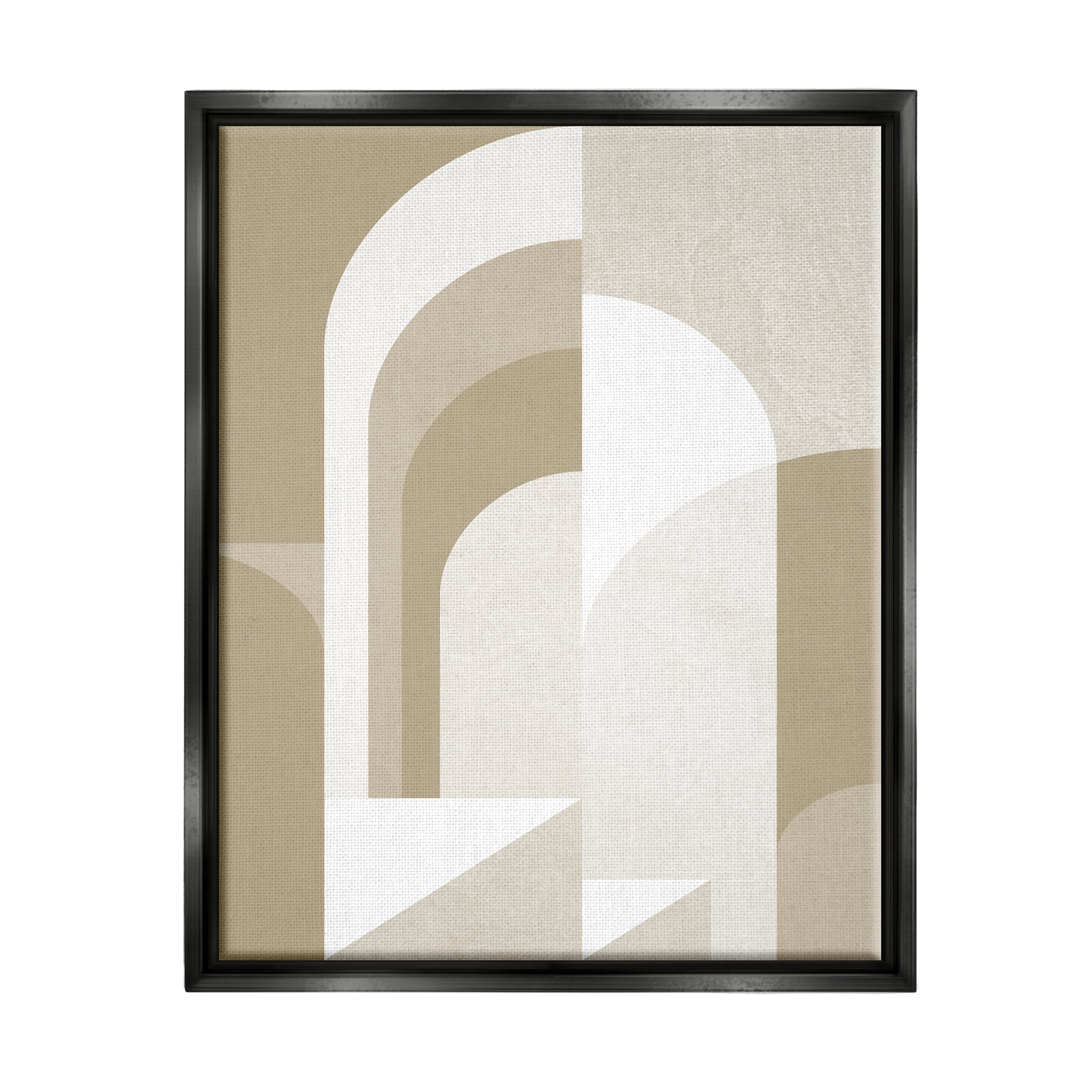 Stupell Industries Beige Abstract Arches Abstract Painting Black Floater Framed Canvas Art Print Wall Art, 25 x 31