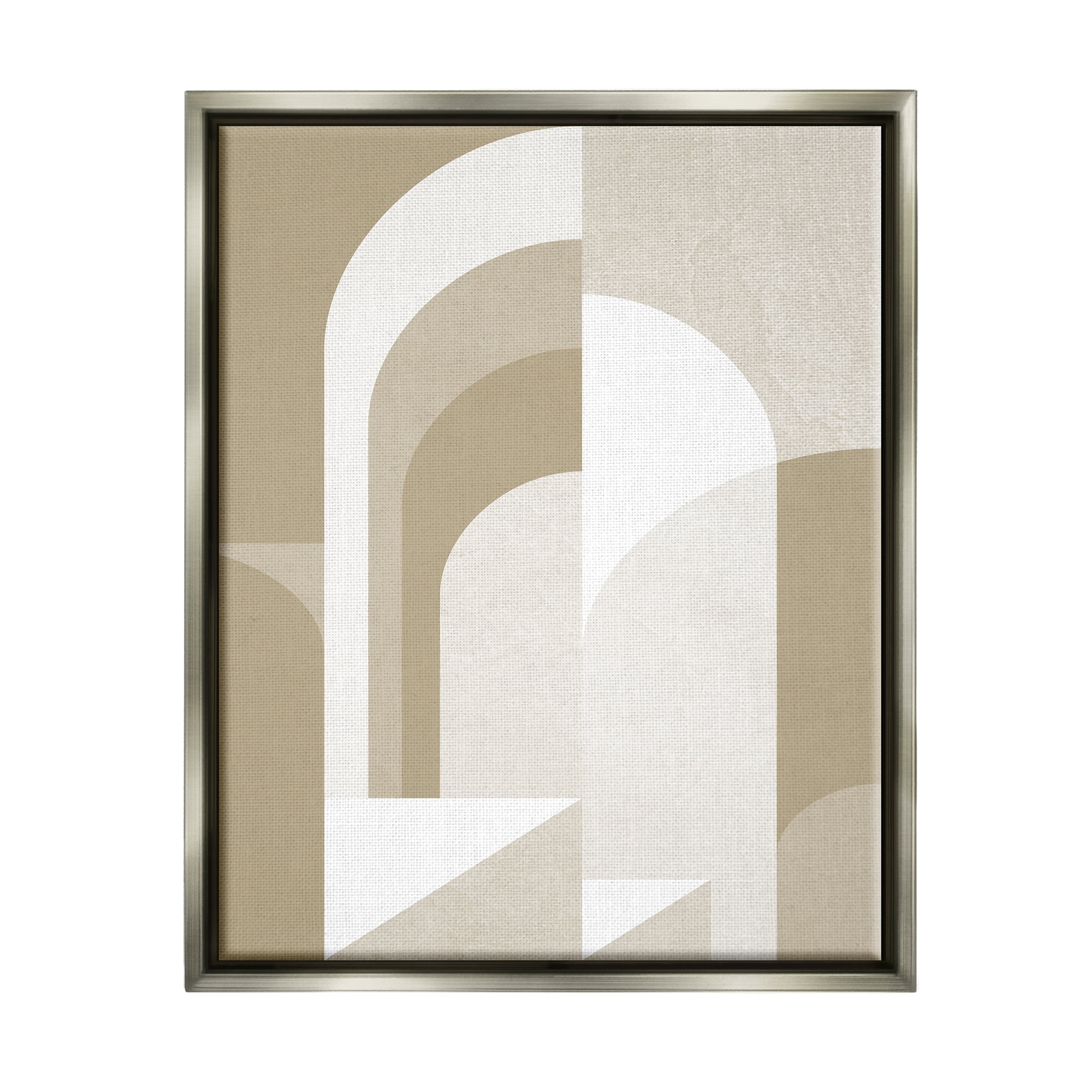 Stupell Industries Beige Abstract Arches Abstract Painting Gray Floater Framed Canvas Art Print Wall Art, 25 x 31