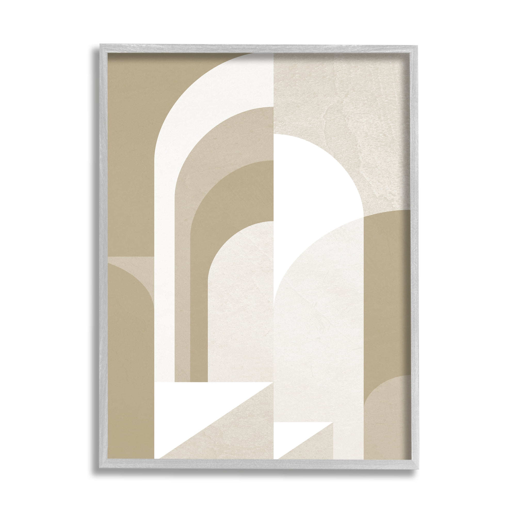 Stupell Industries Beige Abstract Arches Abstract Painting Gray Framed Art Print Wall Art, 16 x 20