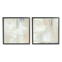 Stupell Industries Beige Abstract Collage Composition Painting Black Framed Art Print Wall Art, Set of 2, Design by Annie Warren