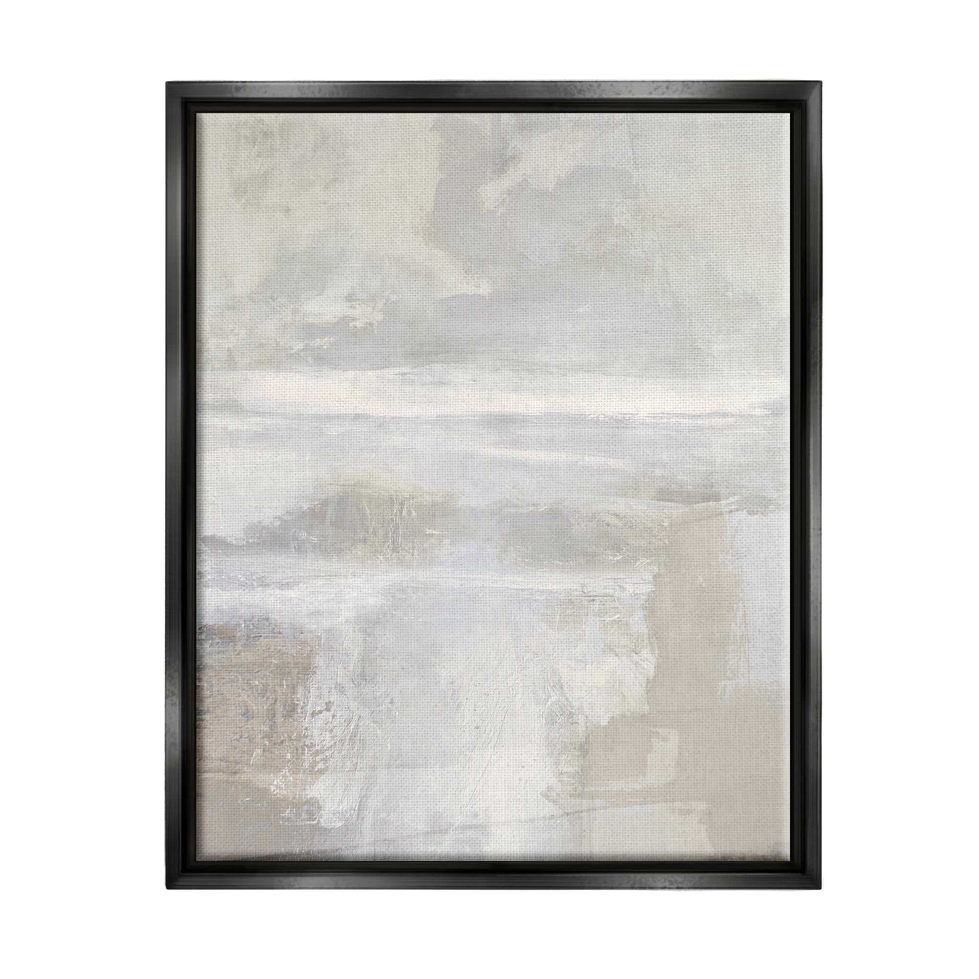 Stupell Industries Beige Abstract Composition Abstract Painting Black Floater Framed Art Print Wall Art, 17 x 21