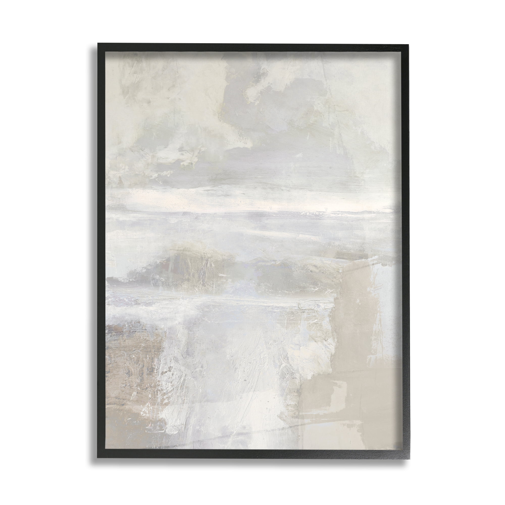 Stupell Industries Beige Abstract Composition Abstract Painting Black Framed Art Print Wall Art, 24 x 30