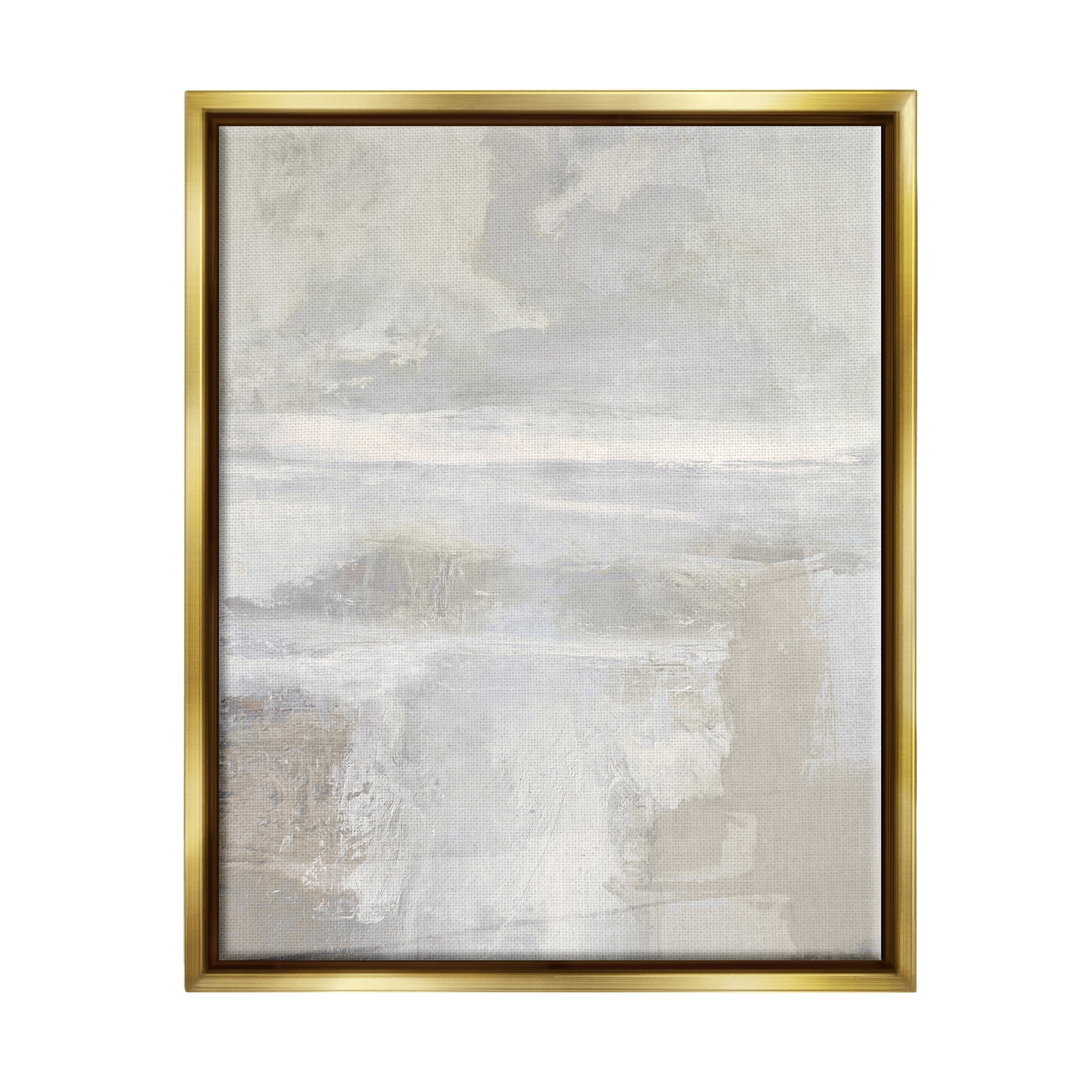 Stupell Industries Beige Abstract Composition Abstract Painting Gold Floater Framed Art Print Wall Art, 25 x 31