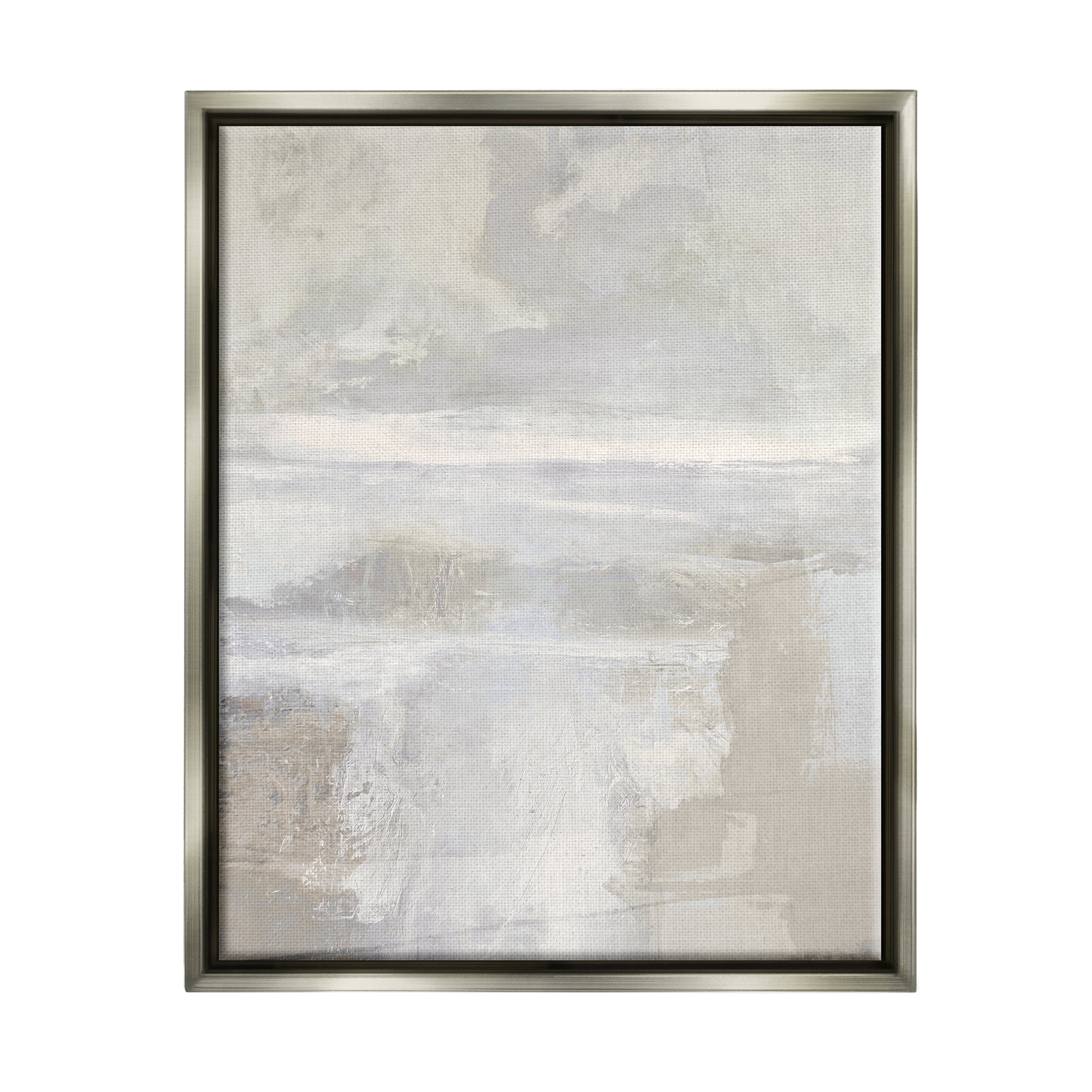 Stupell Industries Beige Abstract Composition Abstract Painting Gray Floater Framed Art Print Wall Art, 17 x 21