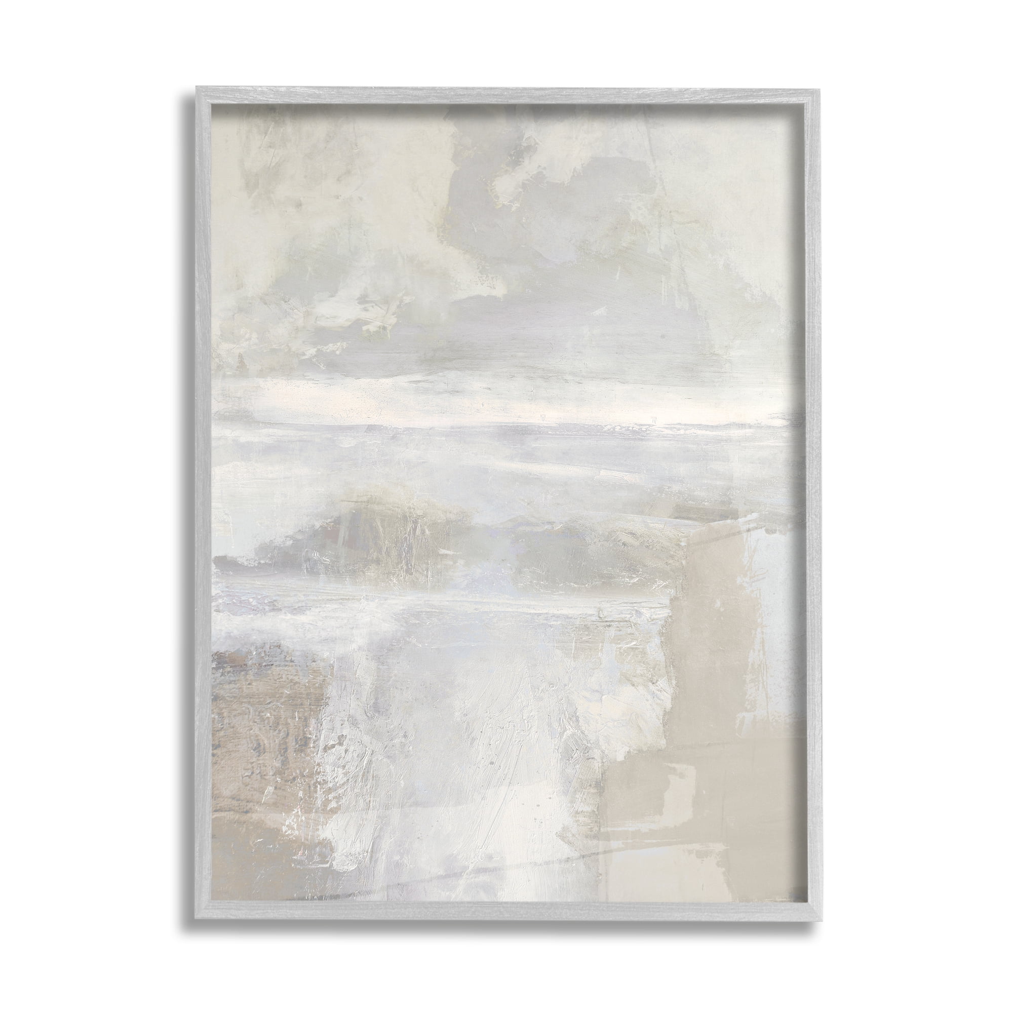 Stupell Industries Beige Abstract Composition Abstract Painting Gray Framed Art Print Wall Art, 24 x 30