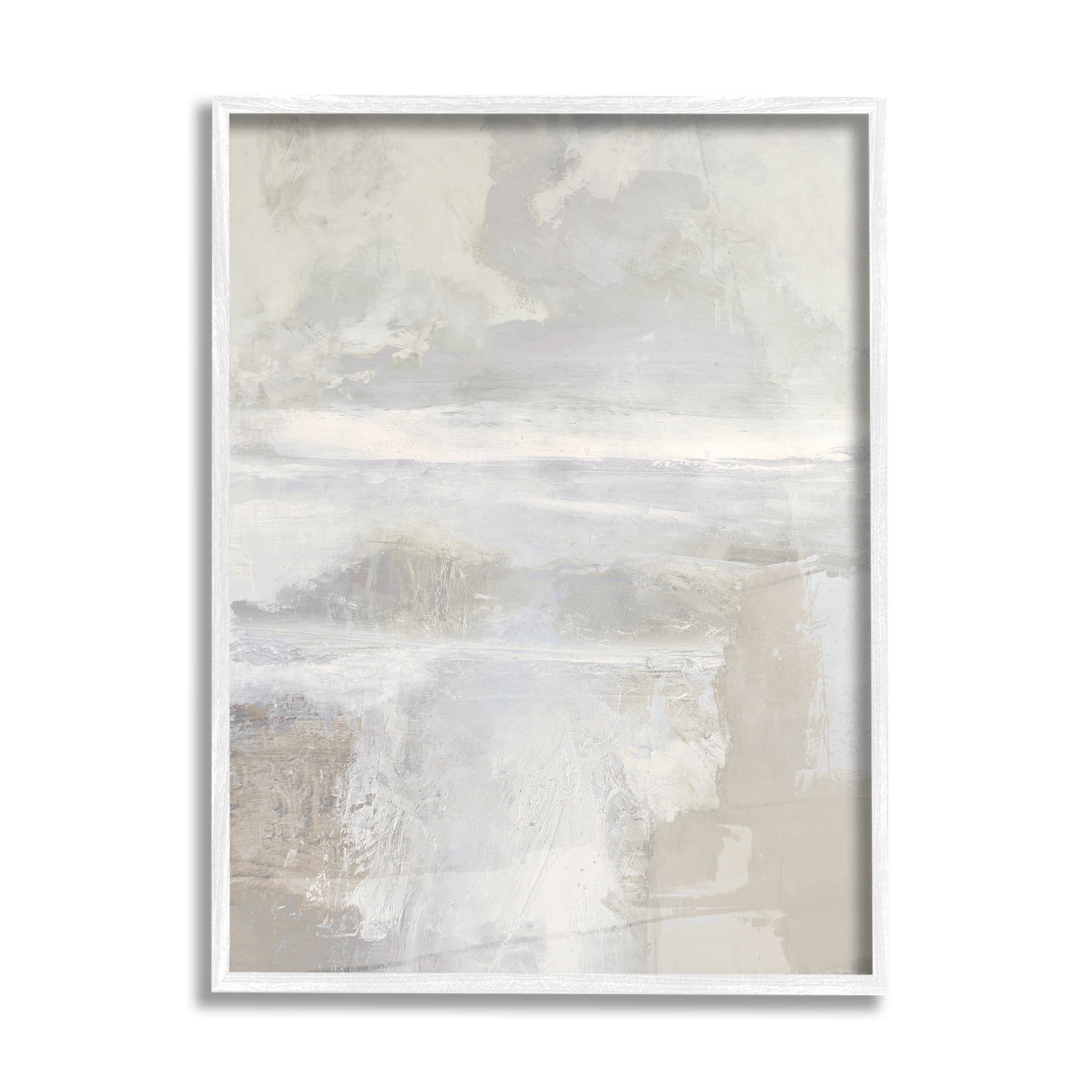 Stupell Industries Beige Abstract Composition Abstract Painting White Framed Art Print Wall Art, 11 x 14