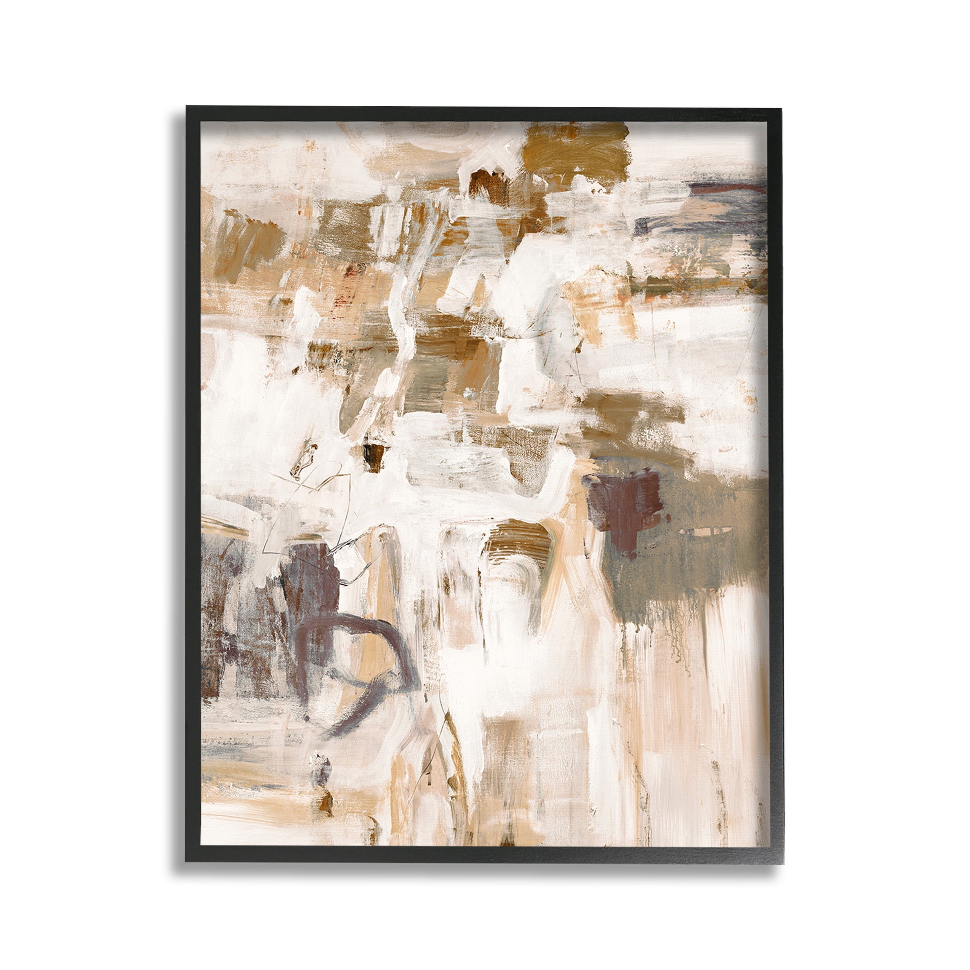 Stupell Industries Beige Abstract Pattern Abstract Painting Black Framed Art Print Wall Art, 11 x 14