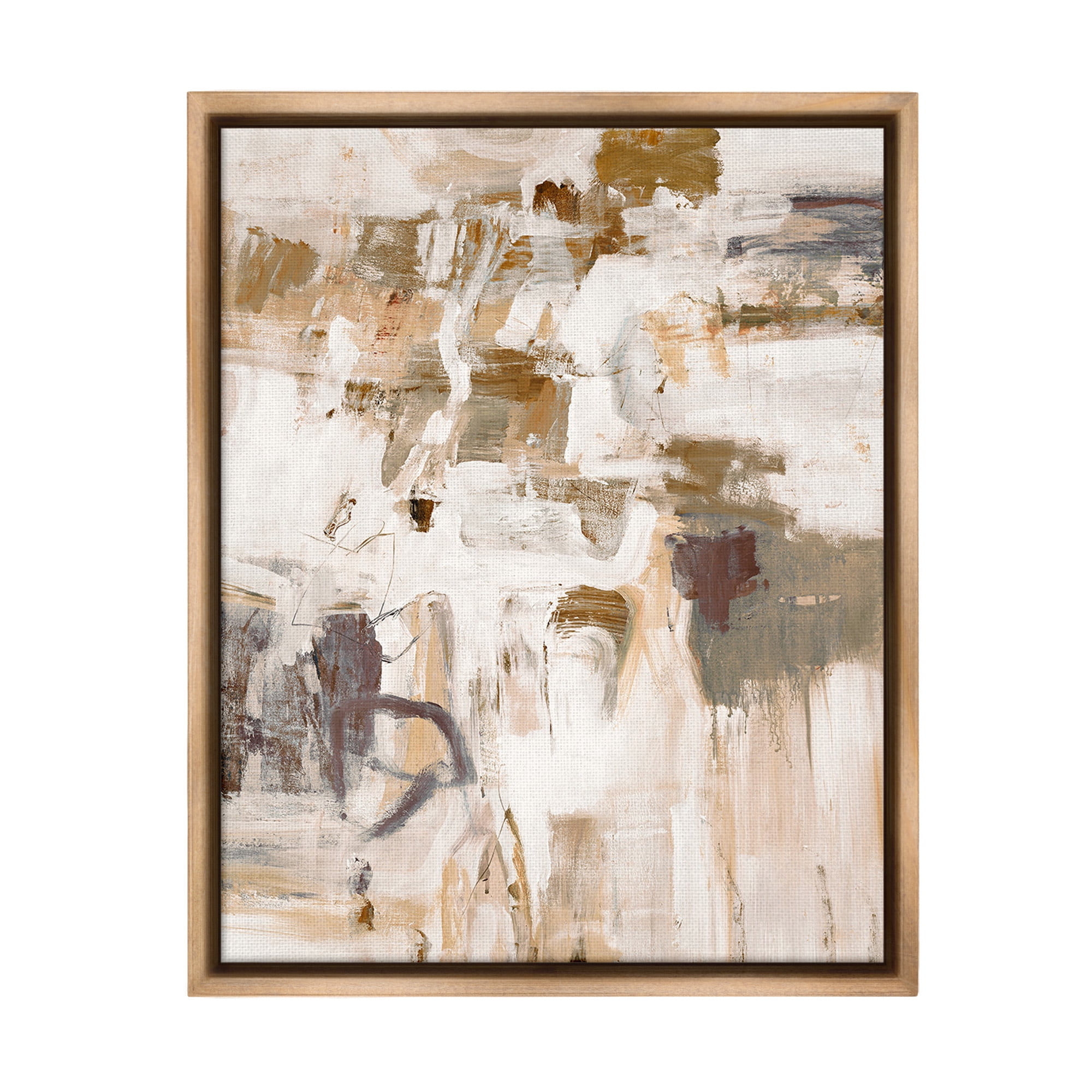 Stupell Industries Beige Abstract Pattern Abstract Painting Brown Floater Framed Canvas Art Print Wall Art, 25 x 31