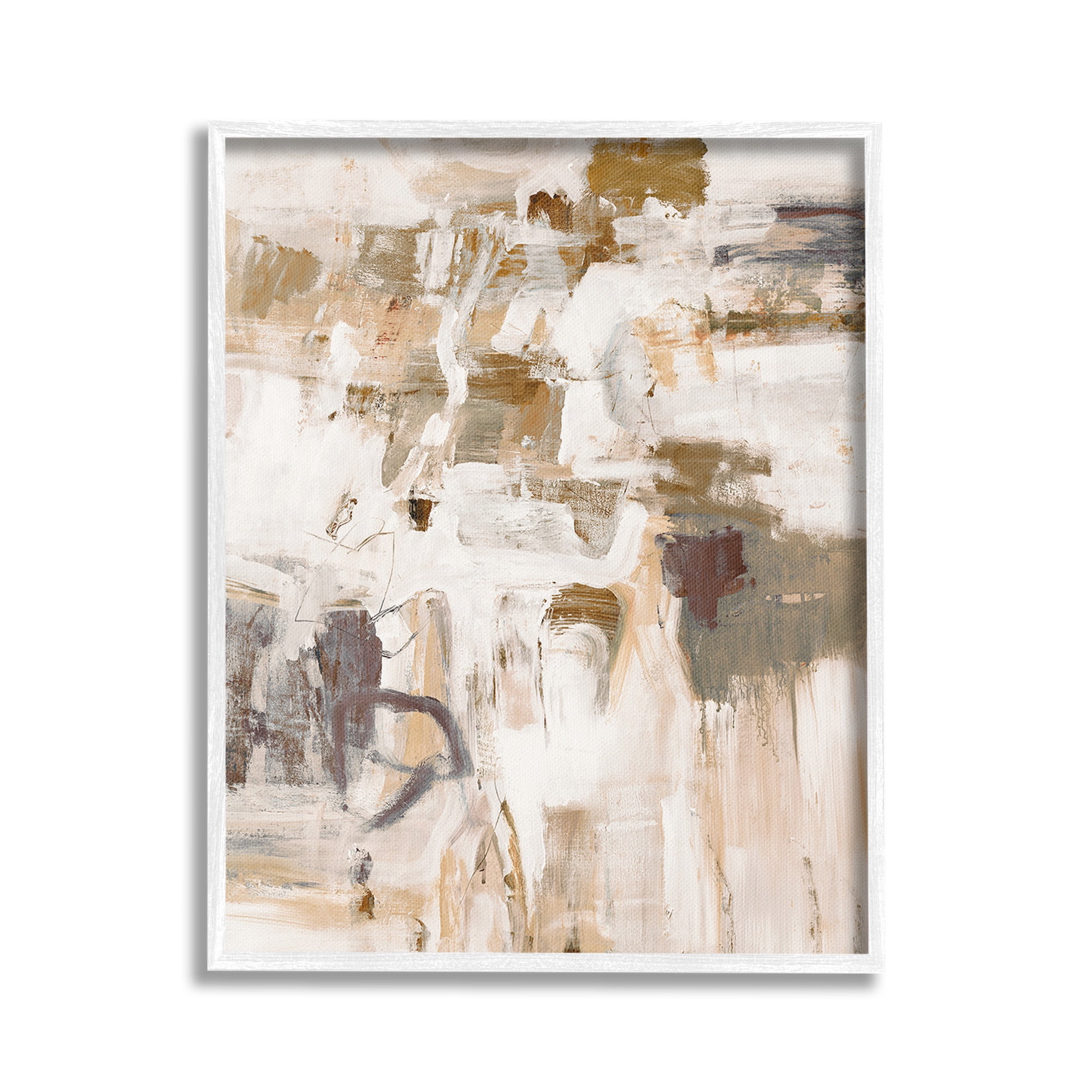 Stupell Industries Beige Abstract Pattern Abstract Painting White Framed Art Print Wall Art, 24 x 30