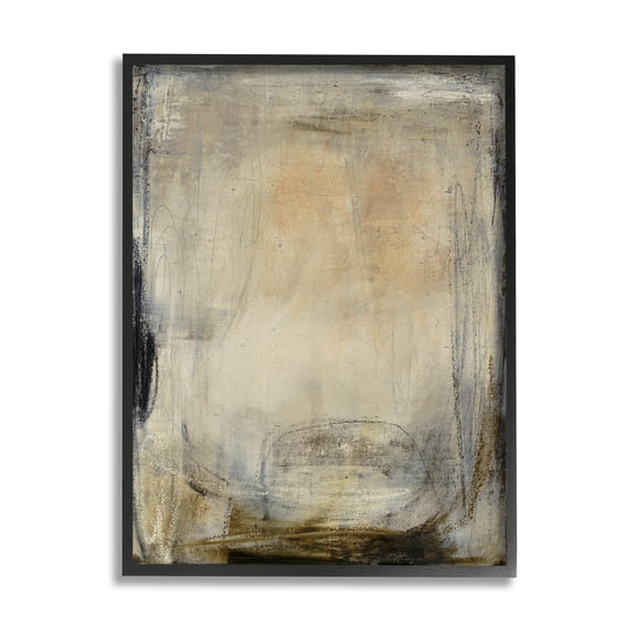 Stupell Industries Beige Abstract Scribble Composition Painting Black Framed Art Print Wall Art, Design by Kippi Leonard