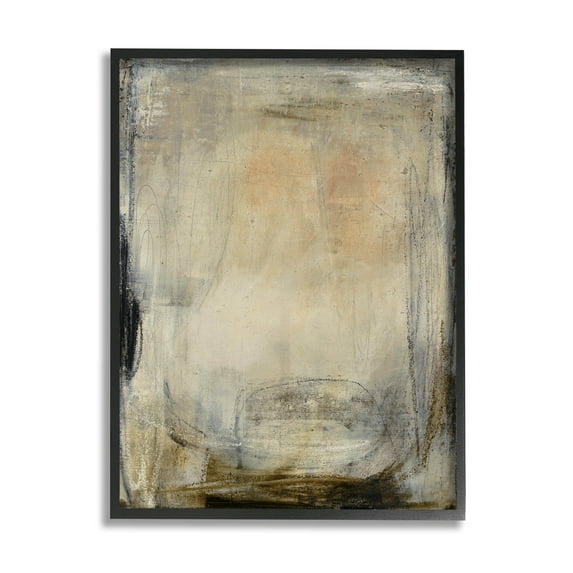 Stupell Industries Beige Abstract Scribble Composition Painting Black Framed Art Print Wall Art, Design by Kippi Leonard