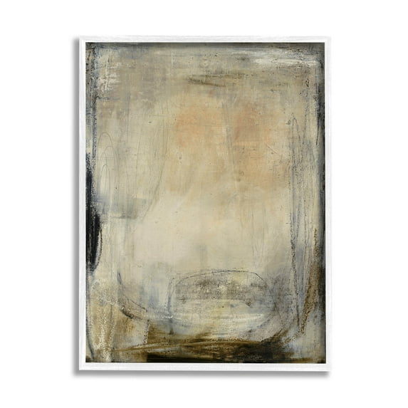 Stupell Industries Beige Abstract Scribble Composition Painting White Framed Art Print Wall Art, Design by Kippi Leonard
