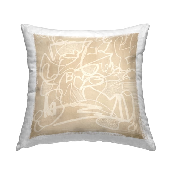 Stupell Industries Beige Abstract Squiggles Square Decorative Printed Throw Pillow, 18 x 18