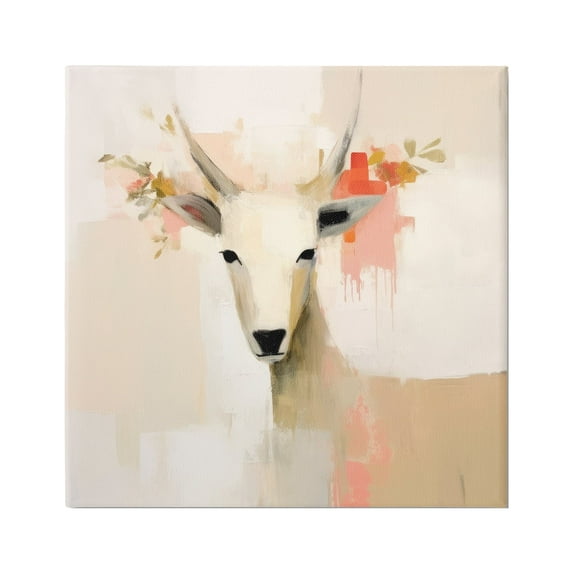 Stupell Industries Beige Antelope Portrait Animals & Insects Painting Gallery Wrapped Canvas Art Print Wall Art, 17 x 17