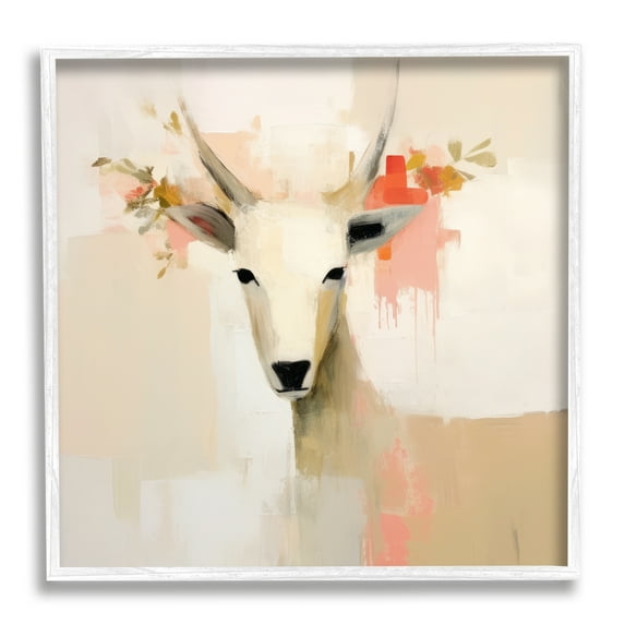Stupell Industries Beige Antelope Portrait Animals & Insects Painting White Framed Art Print Wall Art, 12 x 12