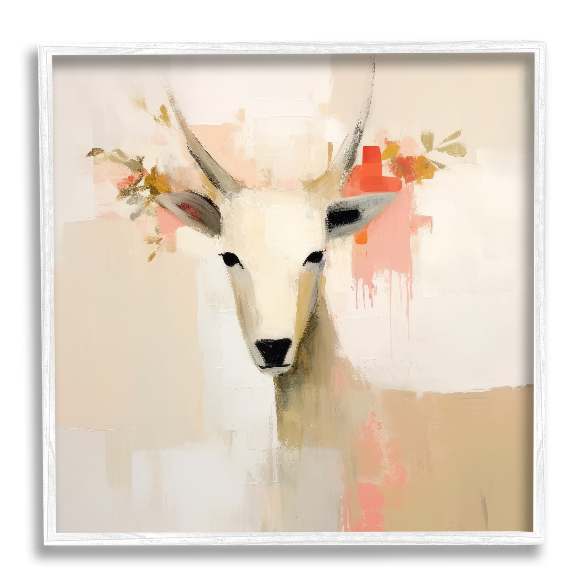 Stupell Industries Beige Antelope Portrait Animals & Insects Painting White Framed Art Print Wall Art, 24 x 24