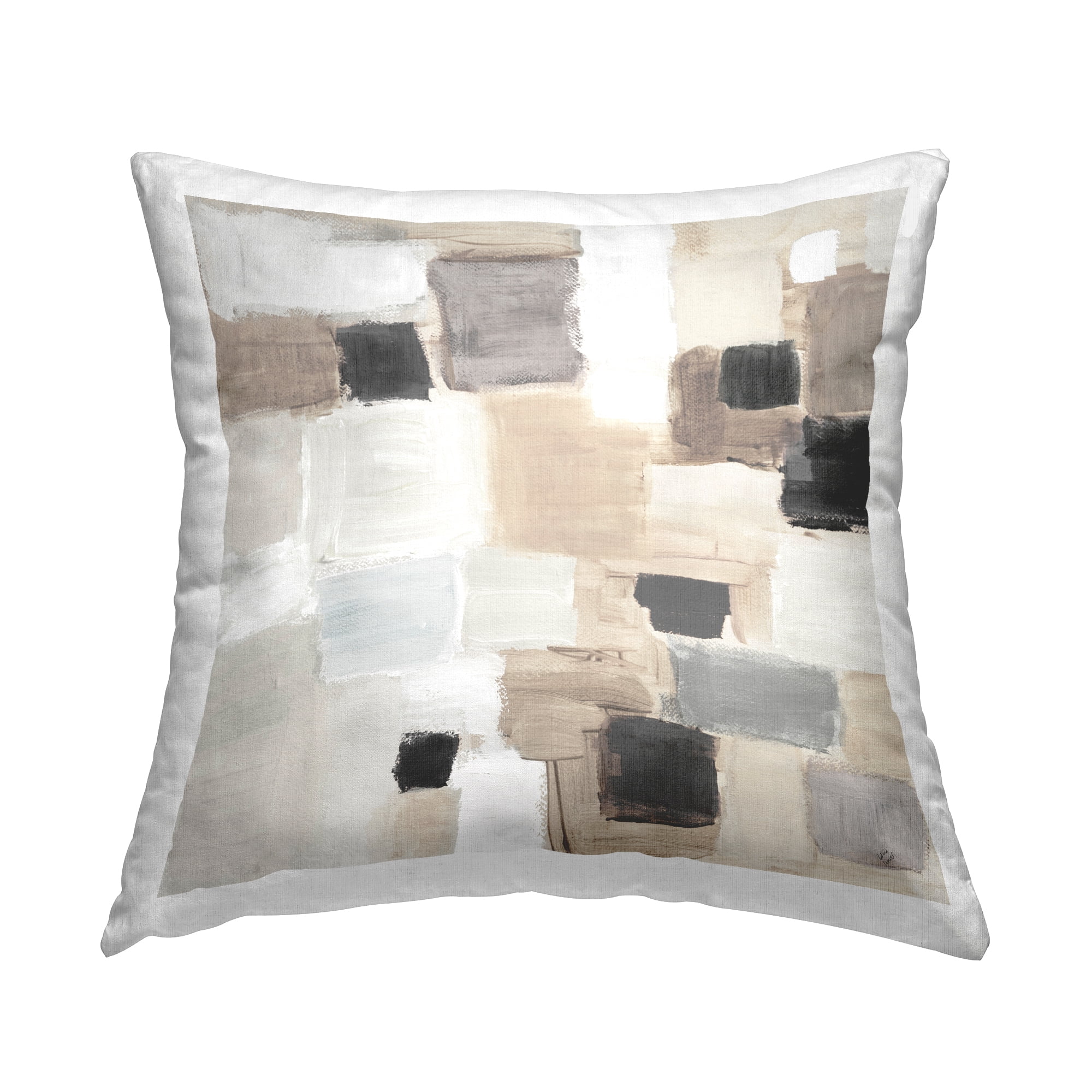 Stupell Industries Beige Asymmetrical Squares Decorative Printed Throw Pillow, 18 x 18
