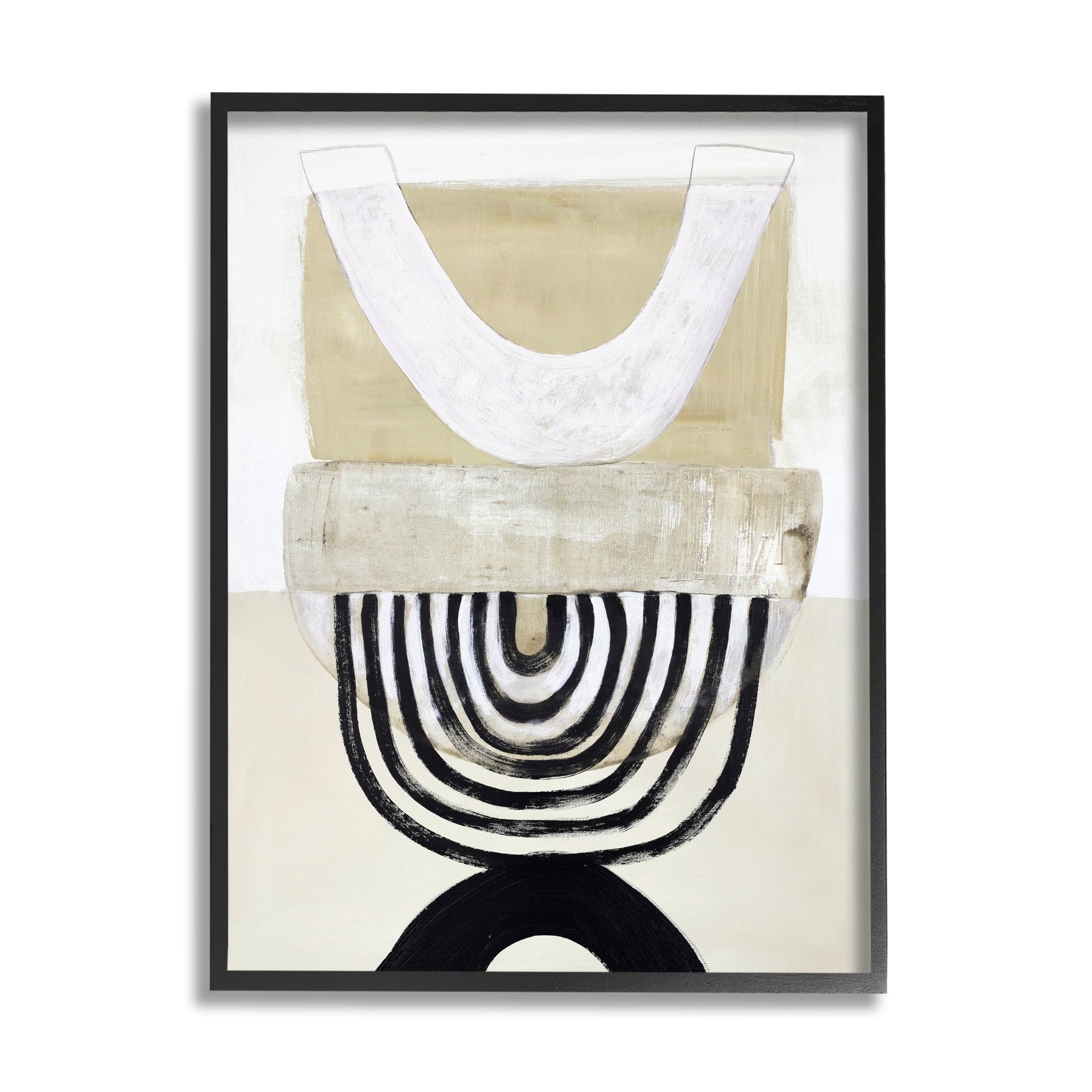 Stupell Industries Beige & Black Arches Abstract Painting Black Framed Art Print Wall Art, 11 x 14