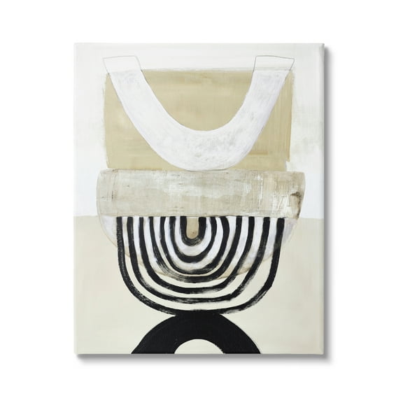 Stupell Industries Beige & Black Arches Abstract Painting Gallery Wrapped Canvas Print Wall Art, 16 x 20